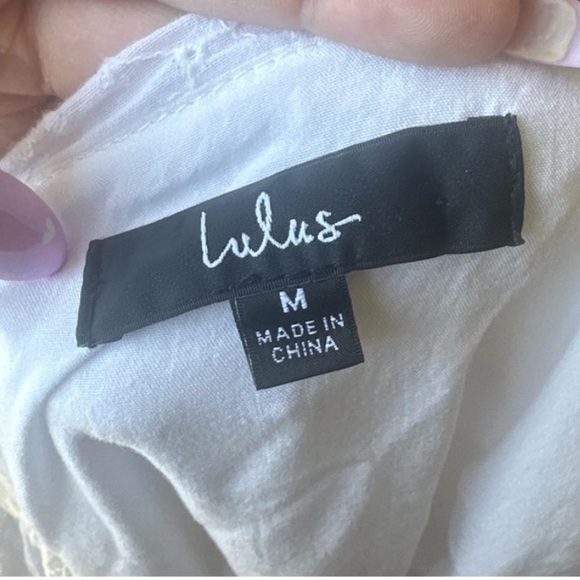 Lulu's Lace & Time White Eyelet Cotton Sleeveless V-Neck Babydoll Mini Dress - Picture 8 of 9